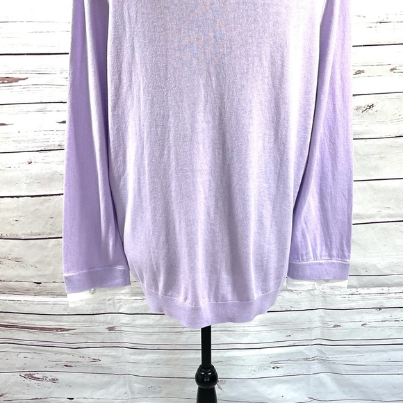 Talbots Lace Collar Pullover Sweater Purple Cotton/ Silk Trim Plus Size 1X - Picture 7 of 9